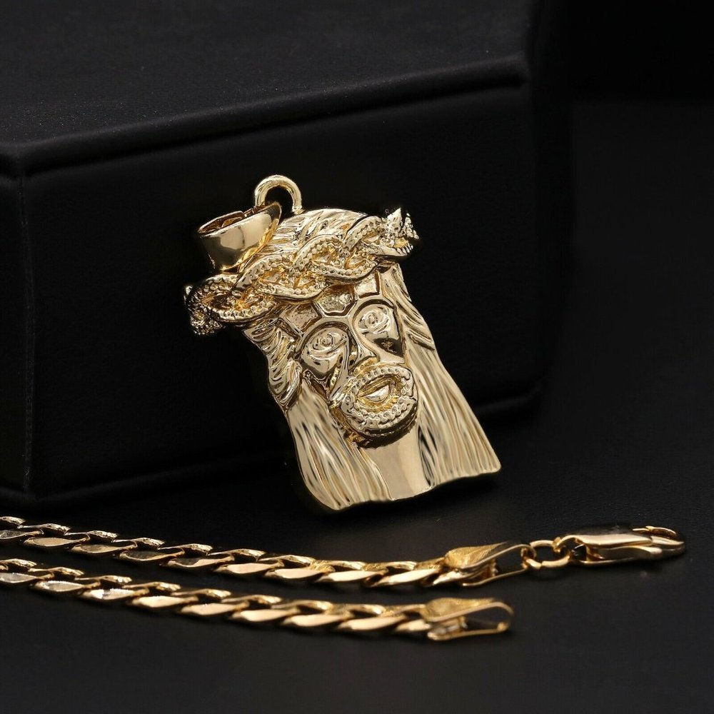 Jesus Face Crown 14kt 18" Pendant Necklace